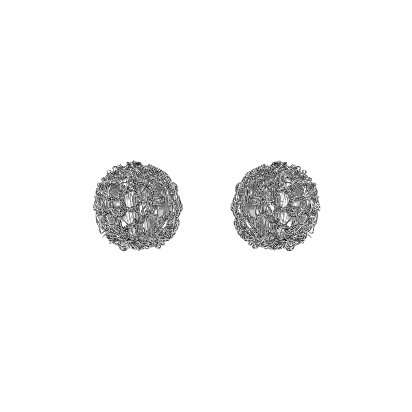 All Silver Dome Post Handmade Crochet Earrings